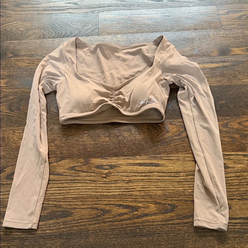 Women's Long Sleeve Crop Top - Tan